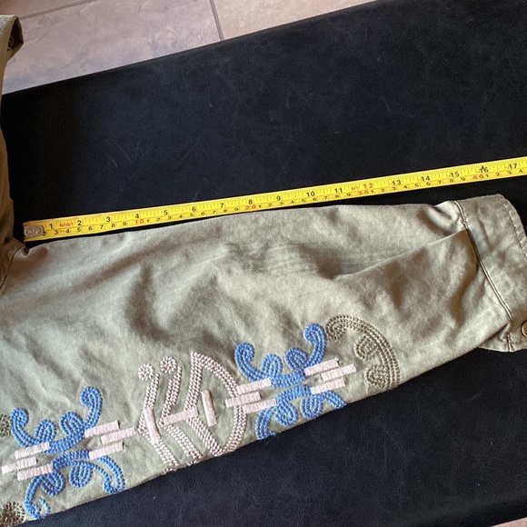 BOHO Nanette Lepore 100% Cotton Lightweight Trench Coat With Embroidered Arms - Picture 12 of 16